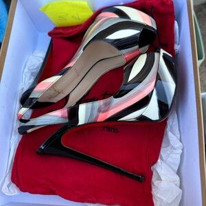 Christian Louboutin Black, White, and Pink Heels